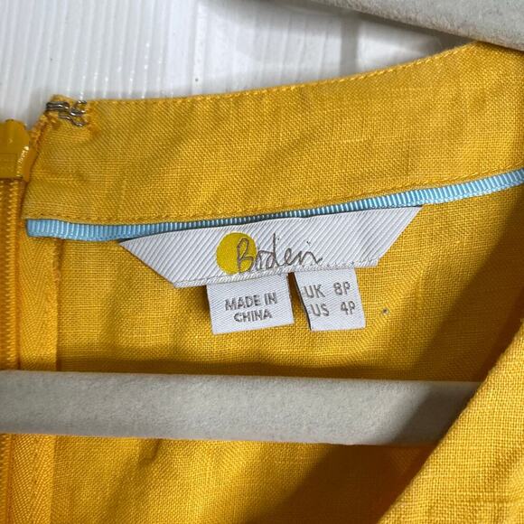 BODEN Rae Linen Yellow Dress Size 4P Petite Summer Preppy Casual Classy - Picture 5 of 7